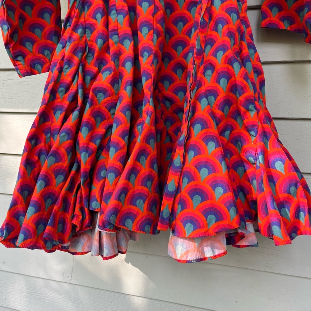 Rhode Mini Dress Ruffled Belted Red Summer Ryan US M - Picture 4 of 9